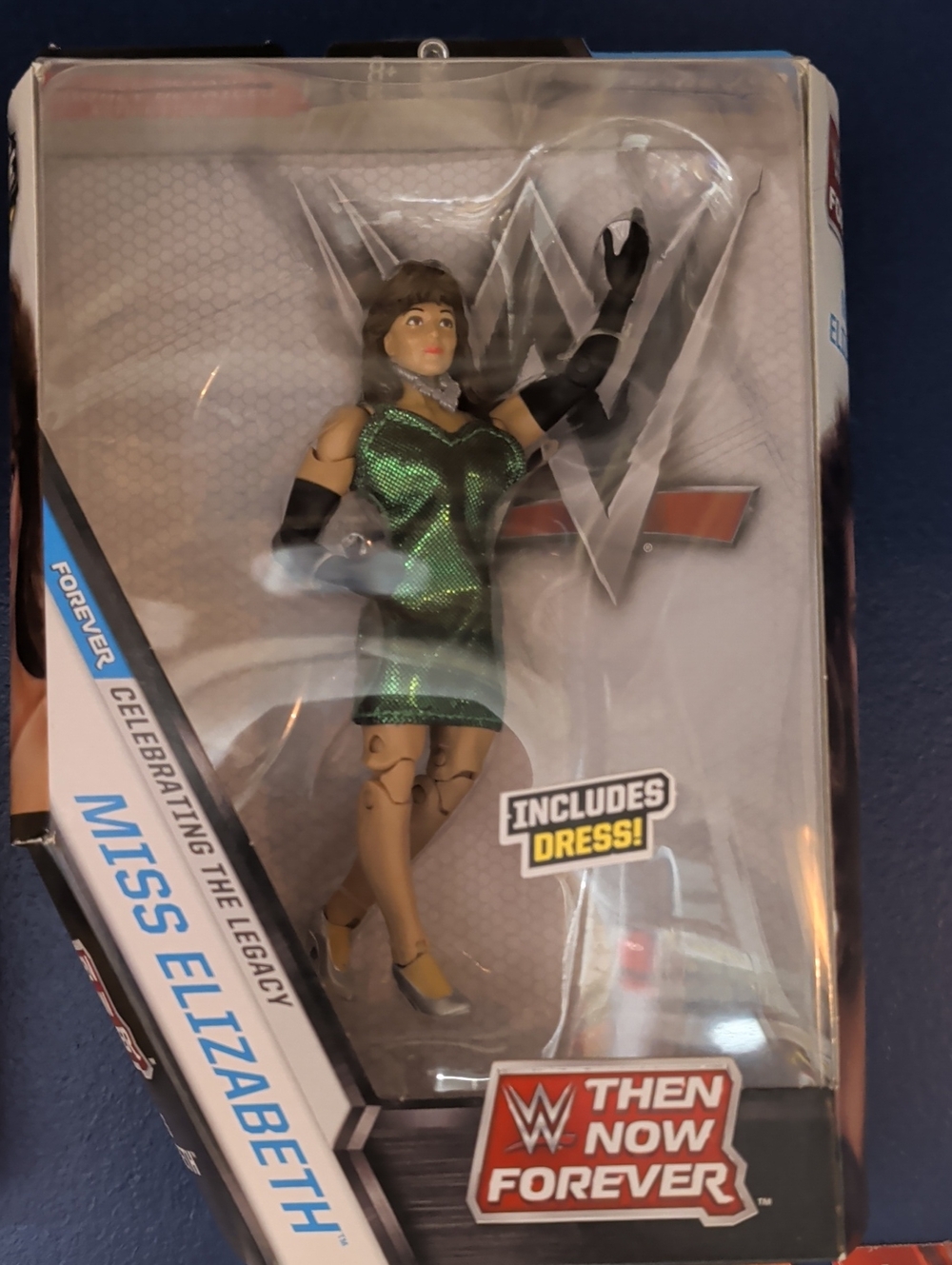 WWE Miss Elizabeth Figure in Shimmery Green Dress with Black Gloves